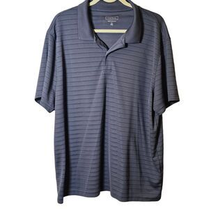 Club Room Golf Shirt Mens Size XXL Performance Polo Blue Stripe Short Sleeve